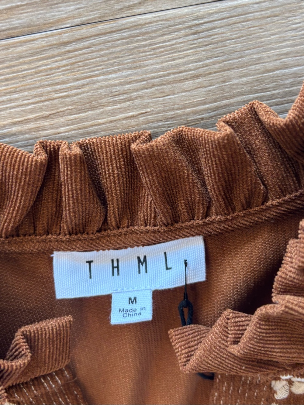 THML Brown Embroidered Ruffle Sleeve Blouse - Picture 3 of 4